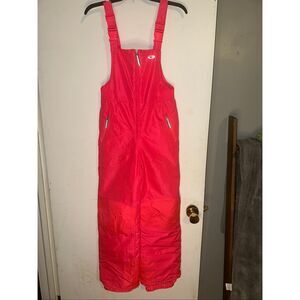 Champion Girls Ski Pant Snow Bib Adjustable Neon Pink Size Large 10-12